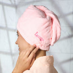 Plush Hair Wrap Towel Medium Ultra-Absorbent Coral Fleece 2-Pack